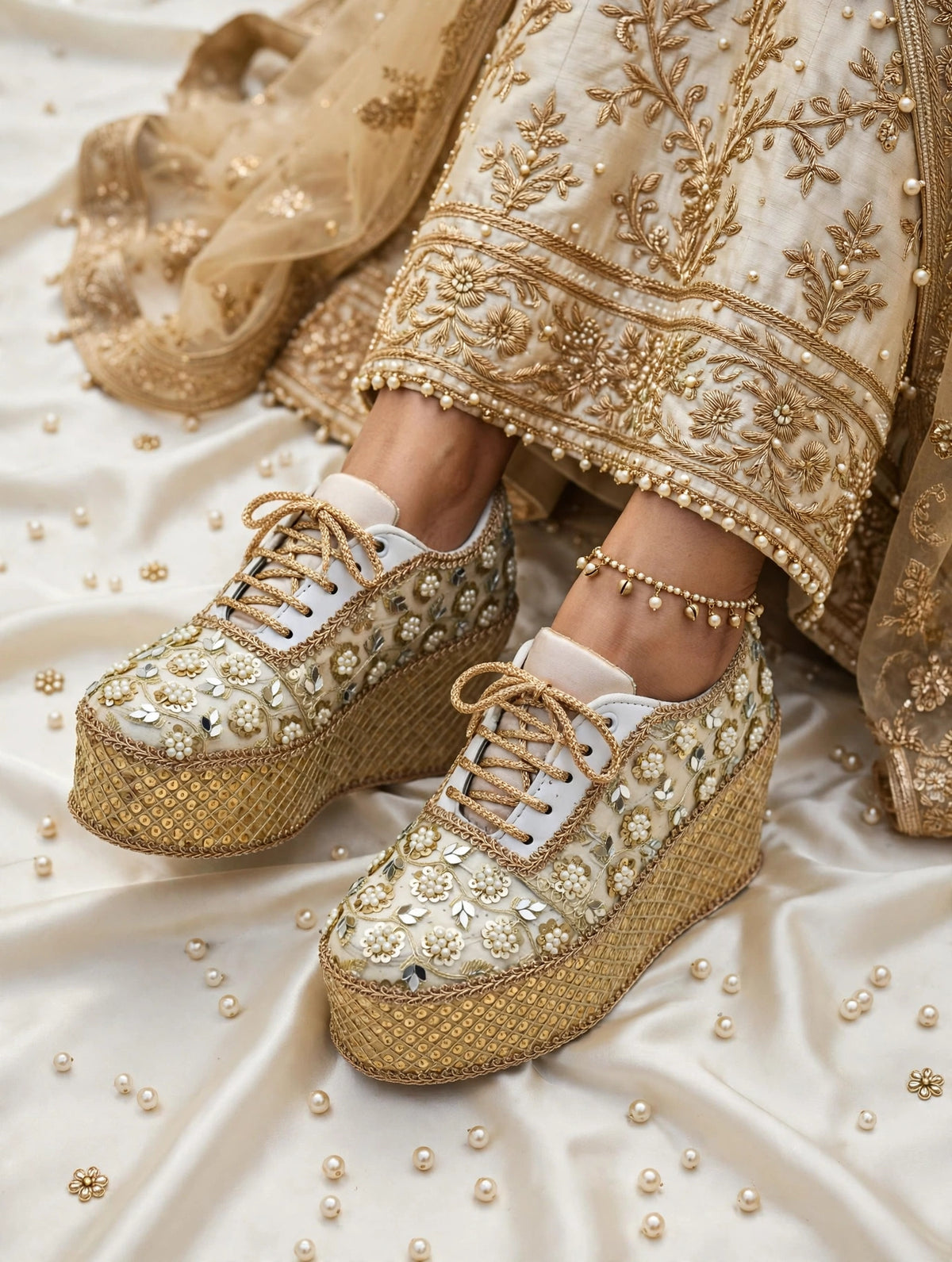 Handcrafted Bridal Sneakers for Brides – Wedding Shoes | Funky N Trendy