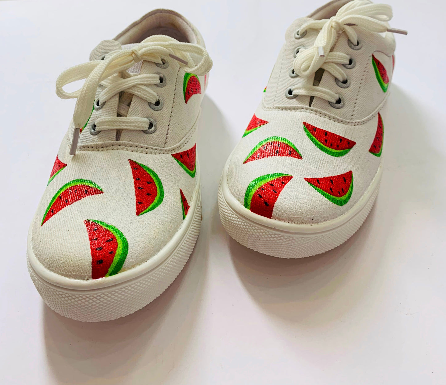Funky N Trendy hand painted water resistant watermelon theme casual shoes