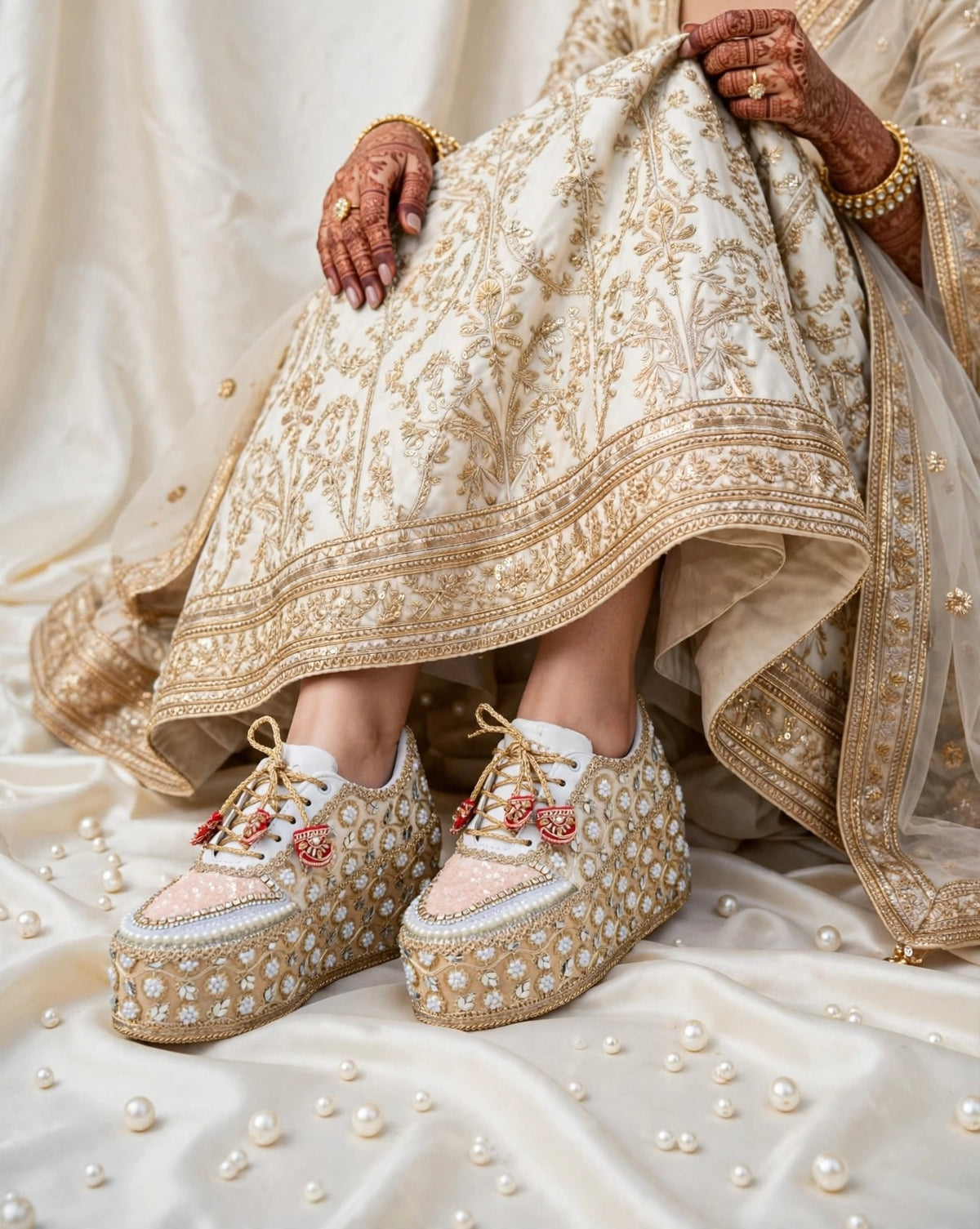 Handcrafted Bridal Sneakers for Brides – Wedding Shoes | Funky N Trendy