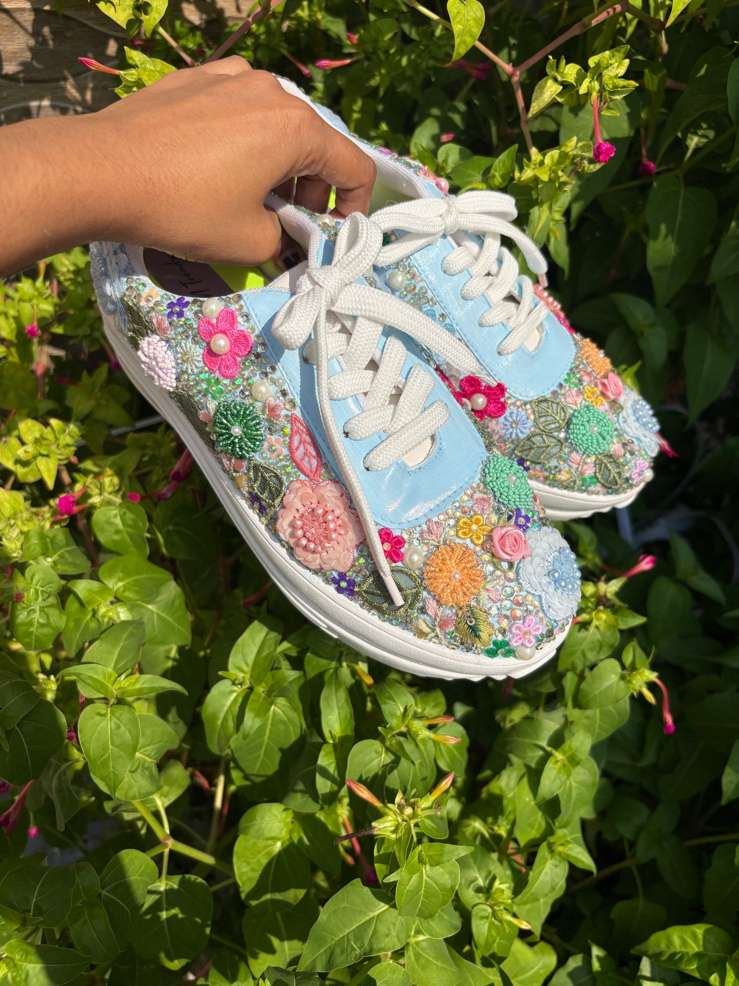 FUNKY N TRENDY Blue Garden  sneakers - best for mahendi , sangeet carnival