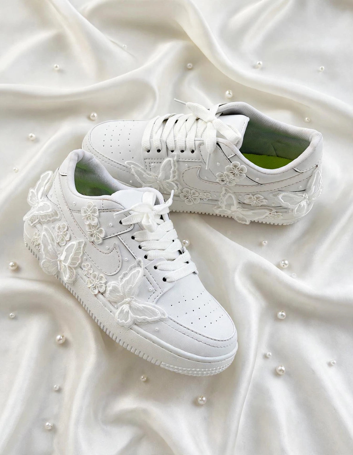 Butterfly Dreams - White Bridal Wedding Sneakers | Made To Order