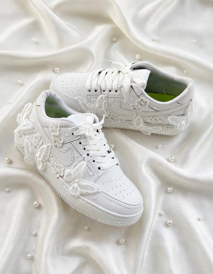 Butterfly Dreams - White Bridal Wedding Sneakers | Made To Order