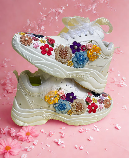 FUNKY N TRENDY multi colored floral theme bridal sneakers / bridesmaid sneakers/floral  sneakers / multi color sneakers / versatile sneakers / haldi mehendi sneakers