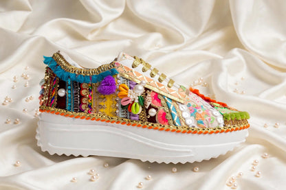Rang Raas - Boho Banjara Embroidered Platform Sneakers | Best for Haldi, Mehendi, Garba & Navratri