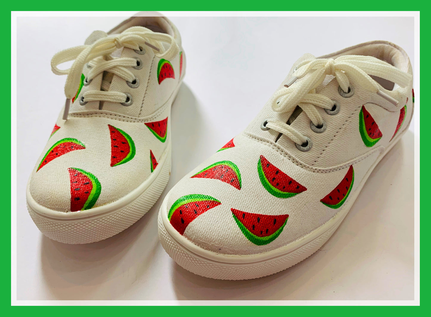 Funky N Trendy hand painted water resistant watermelon theme casual shoes