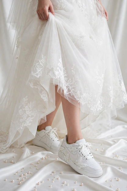 Butterfly Dreams - White Bridal Wedding Sneakers | Made To Order