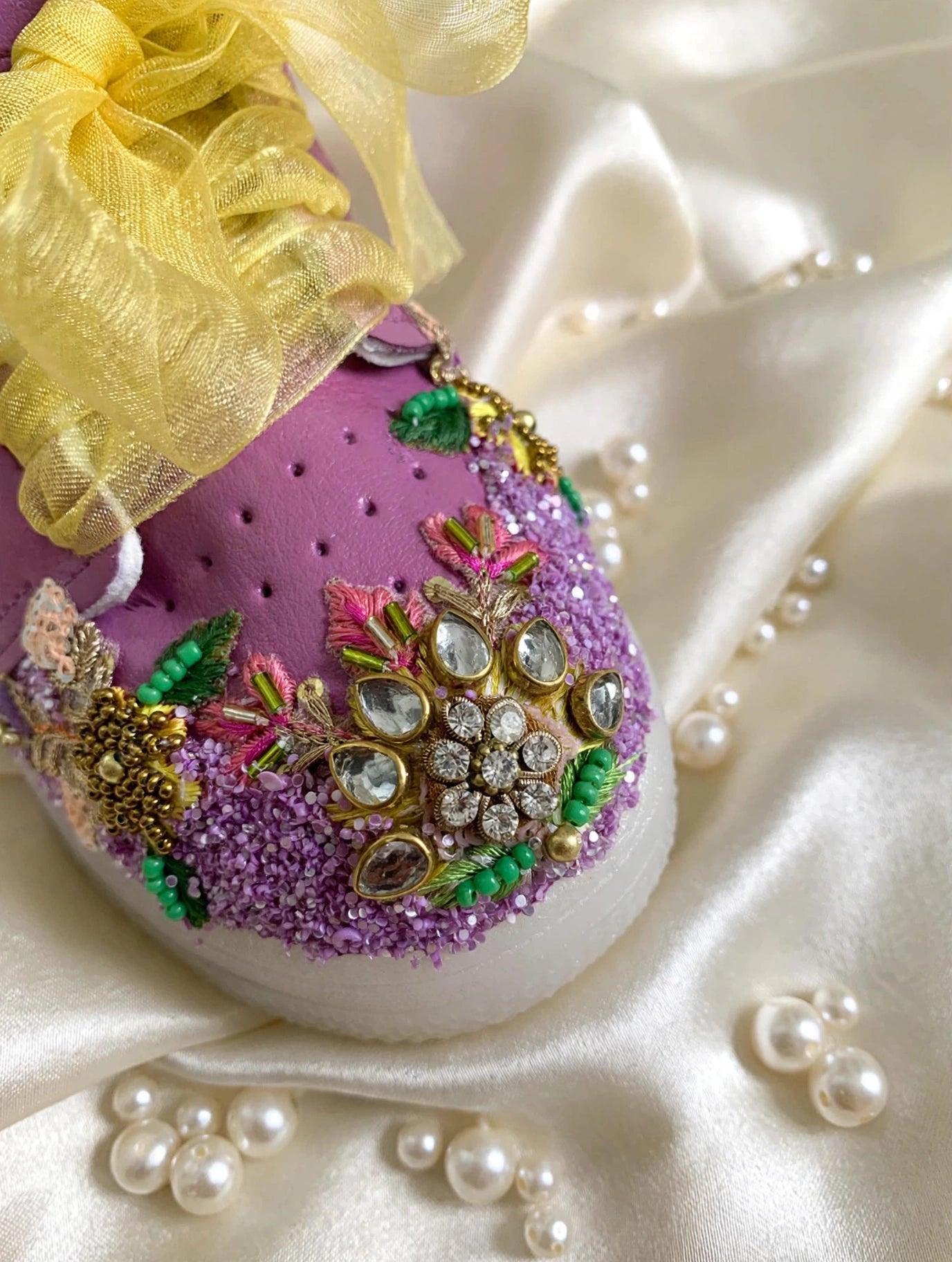 Funky N Trendy purple pink embroidery sneakers/kids sneakers/ embroidery shoes / kids shoes/ purple sneakers / purple shoes for kids/handmade sneakers for kids