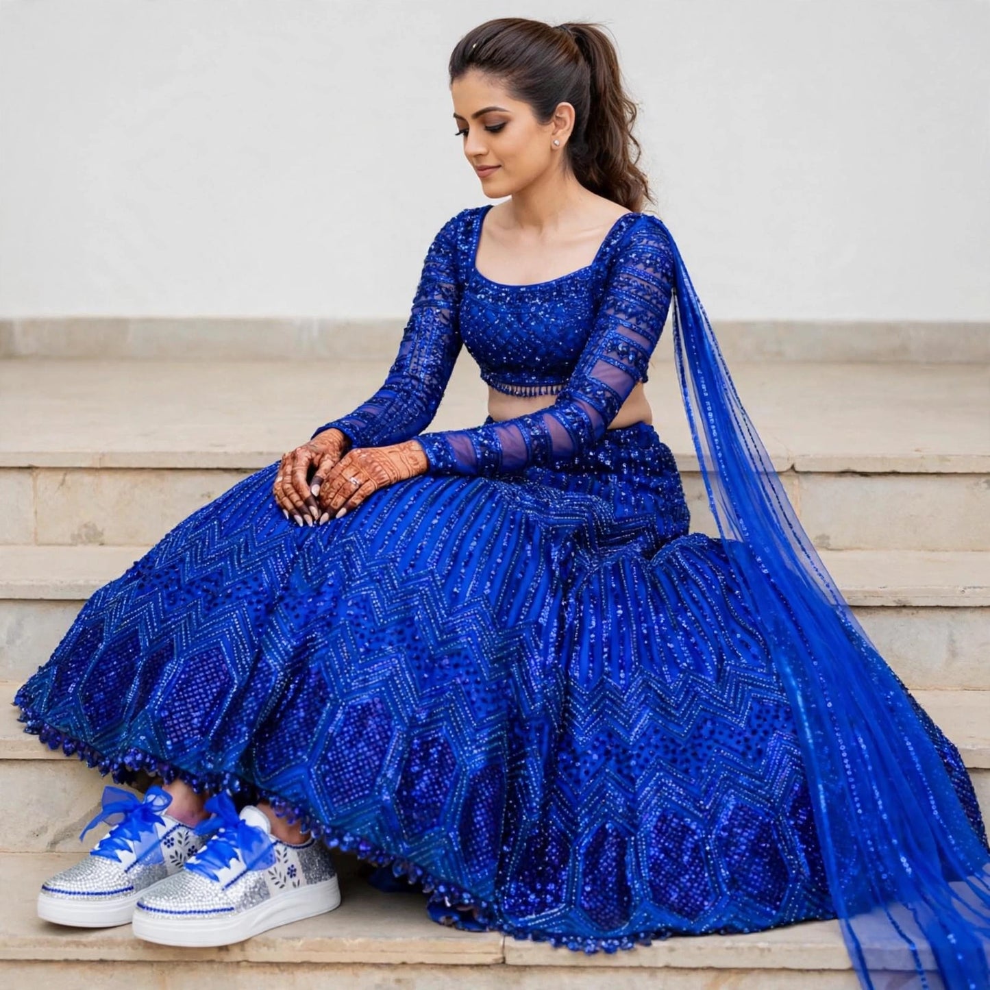 Dance the Night Away – Royal Blue Sangeet & After Party Bridal Sneakers