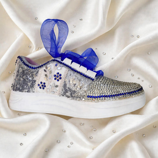 Dance the Night Away – Royal Blue Sangeet & After Party Bridal Sneakers