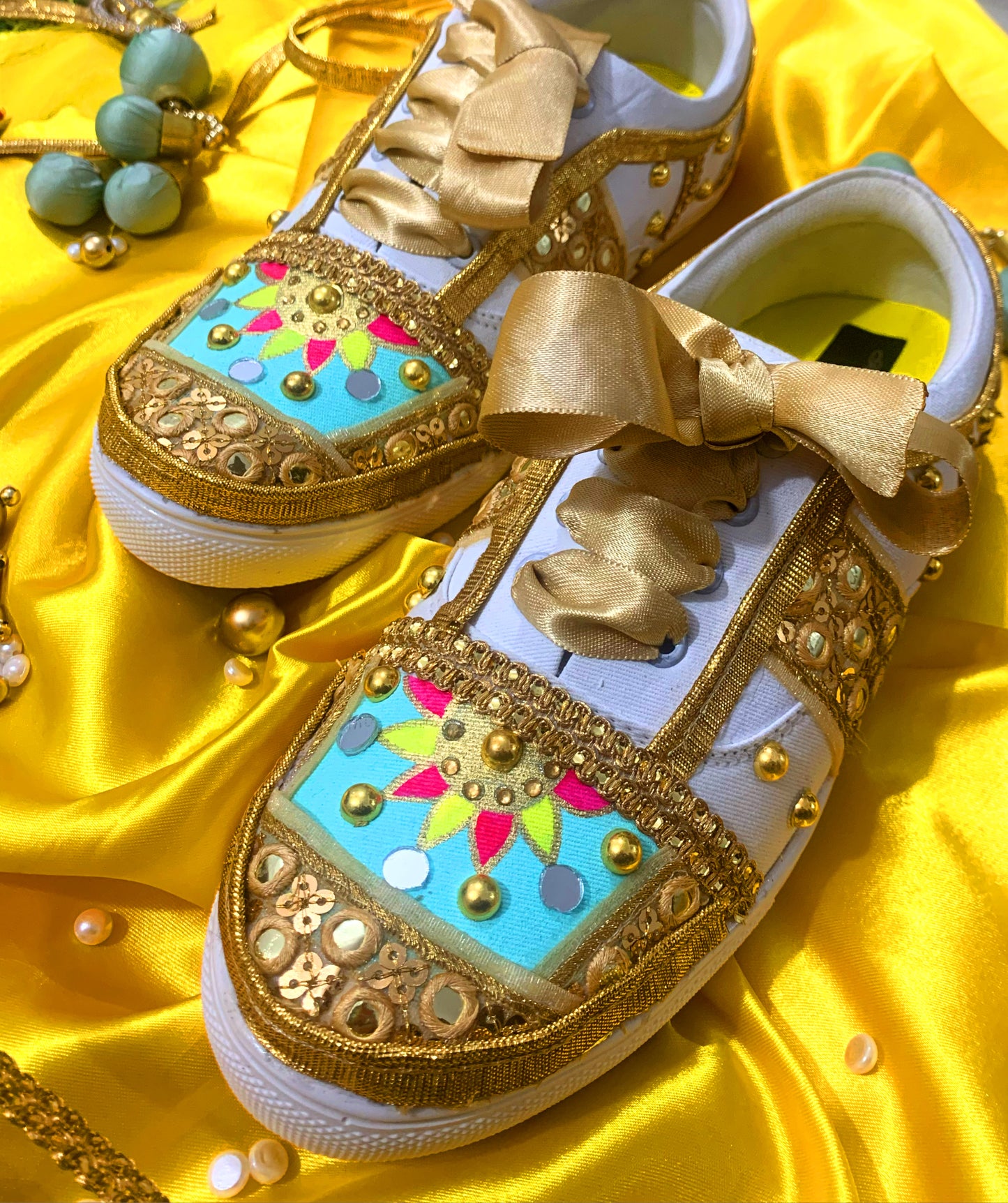 FUNKY N TREND “Handcrafted Sneakers – Haldi Special”