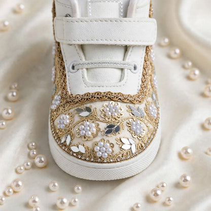 Sitara Noor – Pearl & Mirror Wedding Sneakers for Baby Girls & Flower Girls / Lahenga sneakers