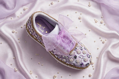 “Purple Bridal Sneakers with Mirror detailing– Floral Embroidery”