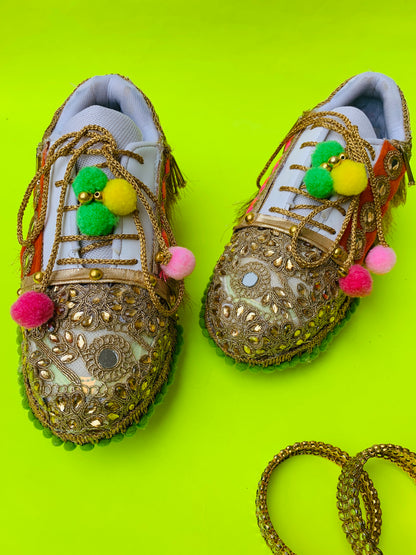 FUNKY N TRENDY boho theme hand work sneakers for brides / bridesmaids/ boho sneakers / bohemian sneakers / boho shoes/ multi colored sneakers/ Navratri collection/ Navratri sneakers