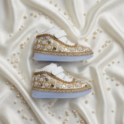 Sitara Noor – Pearl & Mirror Wedding Sneakers for Baby Girls & Flower Girls / Lahenga sneakers