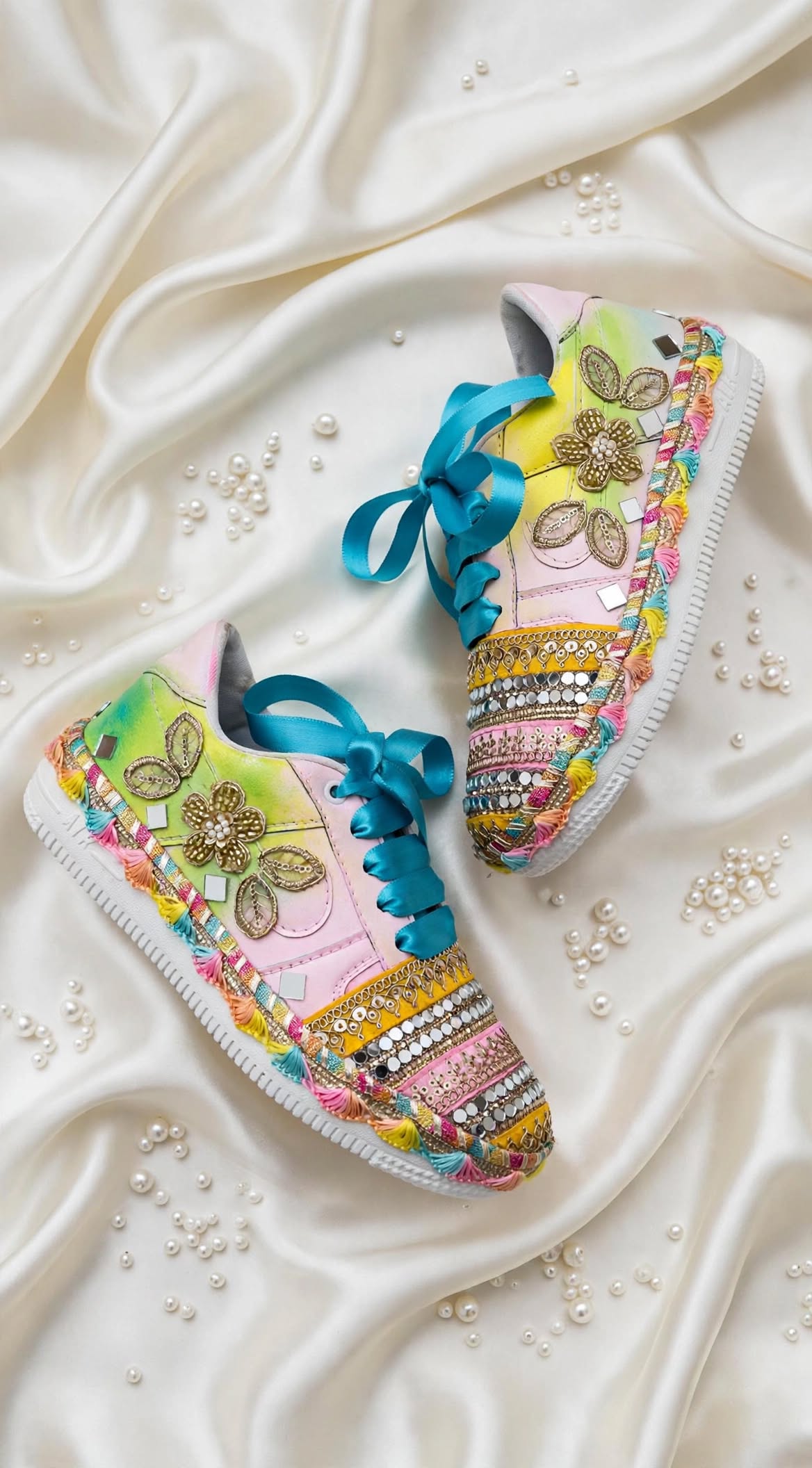 FUNKY N TRENDY Handcrafted Sneakers – Haldi Special / Navratri Sneakers Garba Special