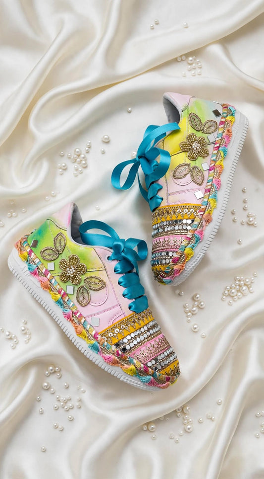 FUNKY N TRENDY Handcrafted Sneakers – Haldi Special / Navratri Sneakers Garba Special