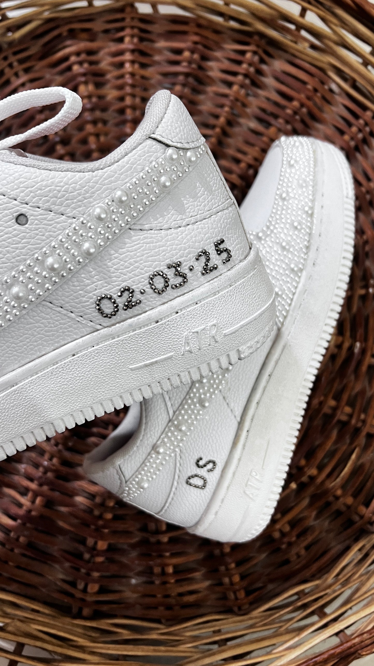 FUNKY N TRENDY “Dance‑all‑night pearl work sneakers” -Custom Name & Date Available