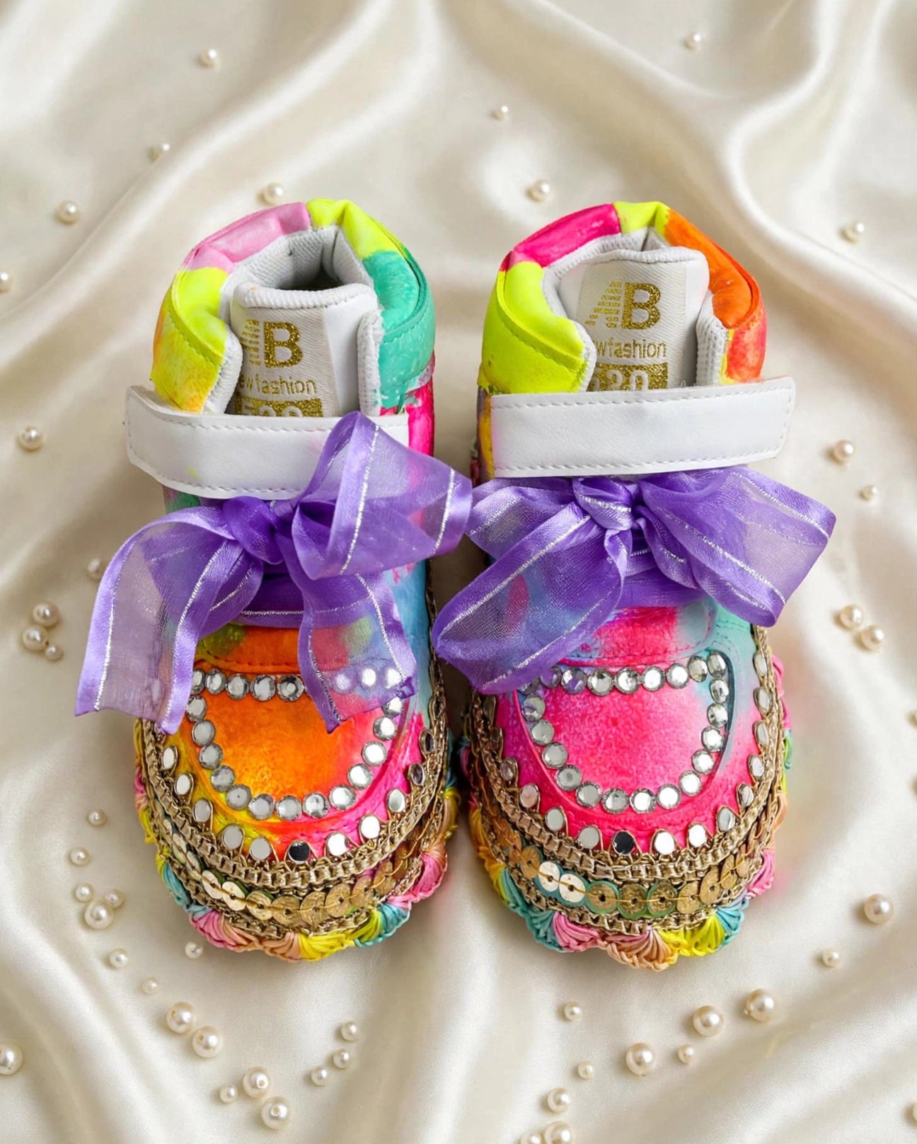 Funky N Trendy ombre effect sneakers with mirror detailing/kids sneakers/ colorful shoes / kids shoes/ ombre sneakers / multi colored shoes for kids/yellow orange sneakers for kids