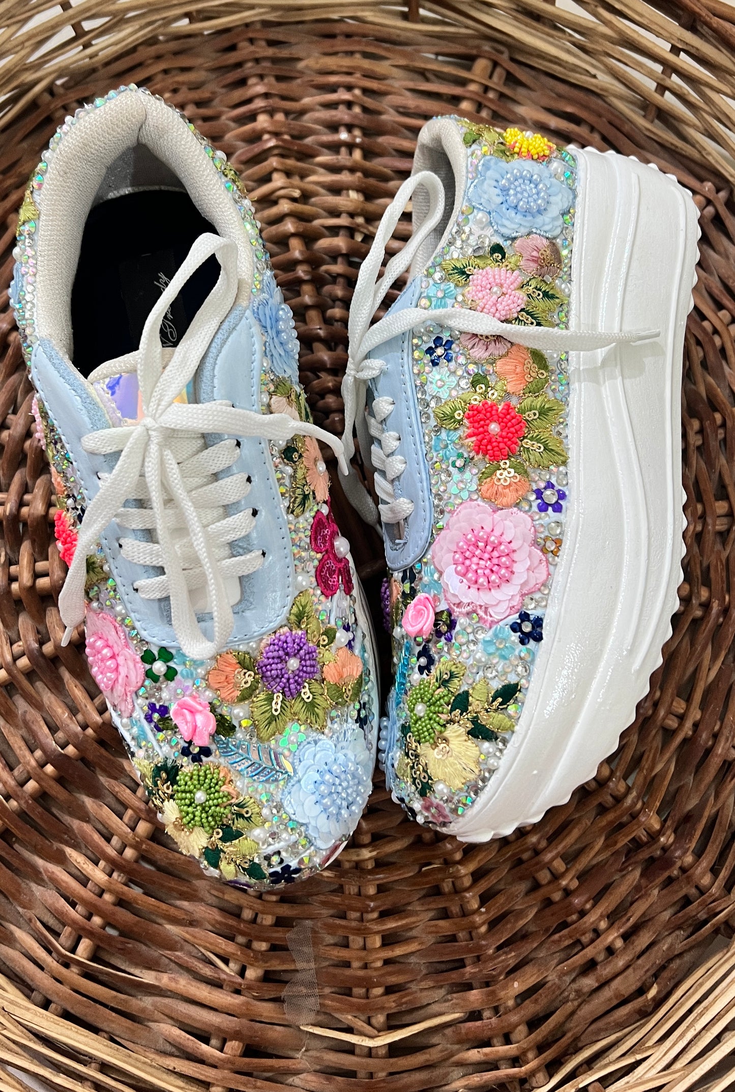 FUNKY N TRENDY Blue Garden  sneakers - best for mahendi , sangeet carnival