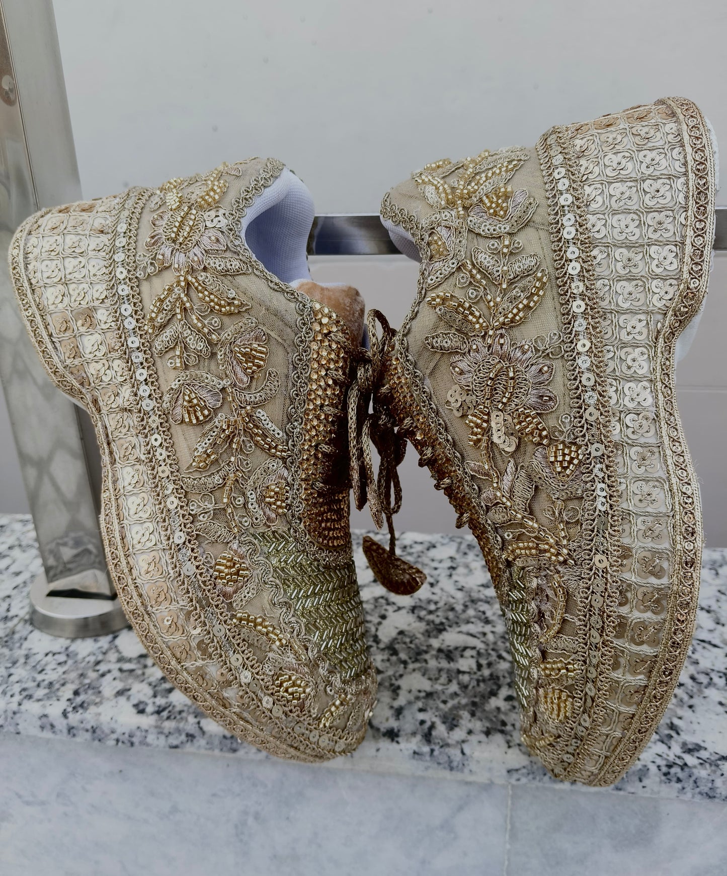 Gold cutdana handwork sneakers- Royal Garden