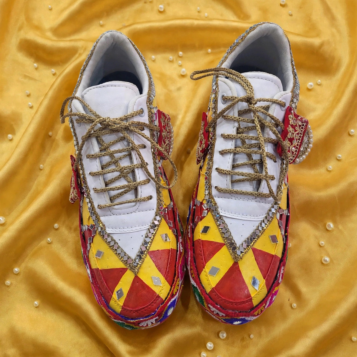 Handcrafted Navratri Garba Sneakers | Mirror-Work Bandhani Sneakers for Women