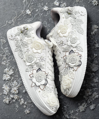 Funky N Trendy white gray
“Floral garden Bridal Sneakers/ bridesmaid sneakers – Embroidered Magic”