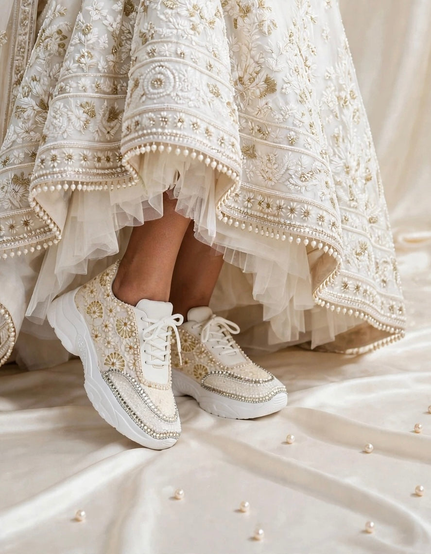 Ivory Bloom - Embroidered Bridal Sneakers / Versatile Sneakers