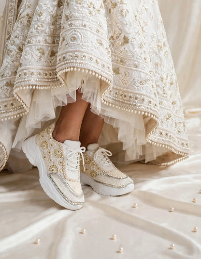 Ivory Bloom - Embroidered Bridal Sneakers / Versatile Sneakers