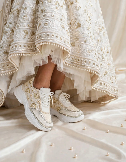 Ivory Bloom - Embroidered Bridal Sneakers / Versatile Sneakers