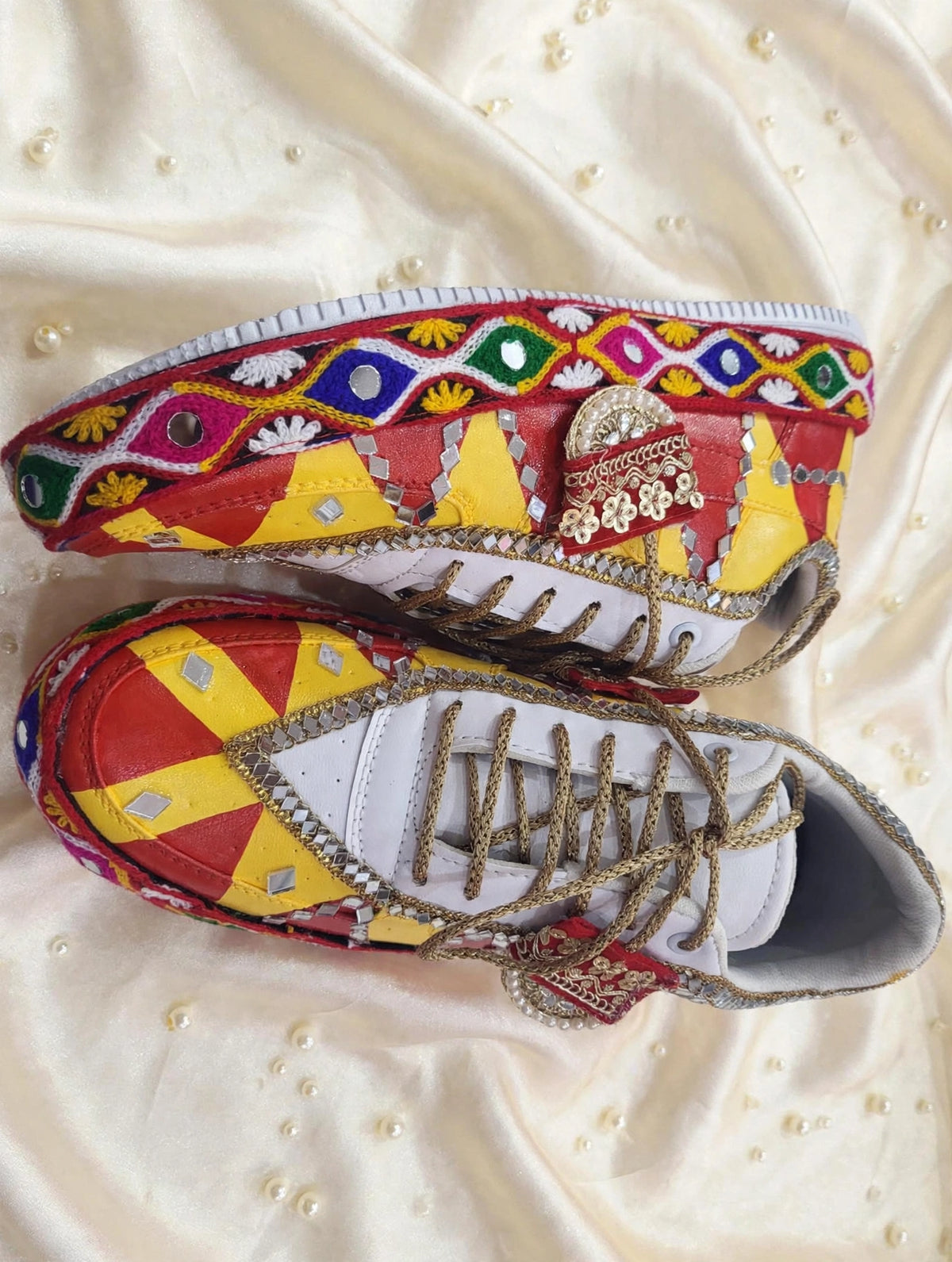 Handcrafted Navratri Garba Sneakers | Mirror-Work Bandhani Sneakers for Women