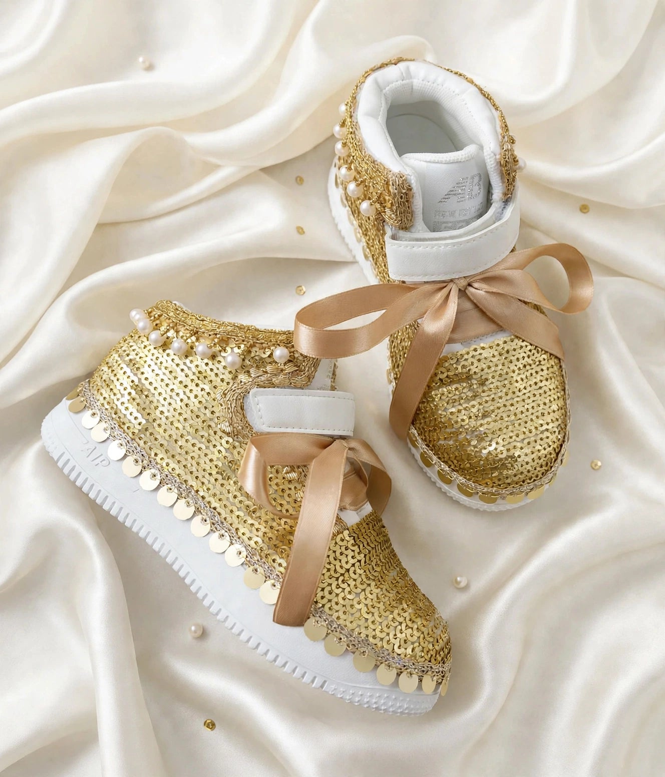 Funky N Trendy purple gold sequine work sneakers/kids sneakers/ embroidery shoes / kids shoes/ gold sneakers / gold shoes for kids/handmade sneakers for kids