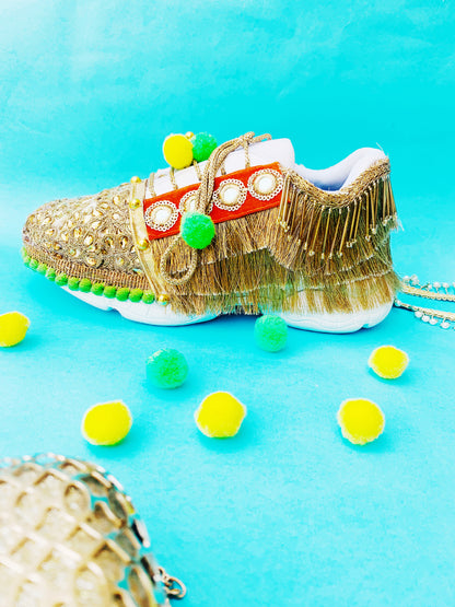 FUNKY N TRENDY boho theme hand work sneakers for brides / bridesmaids/ boho sneakers / bohemian sneakers / boho shoes/ multi colored sneakers/ Navratri collection/ Navratri sneakers