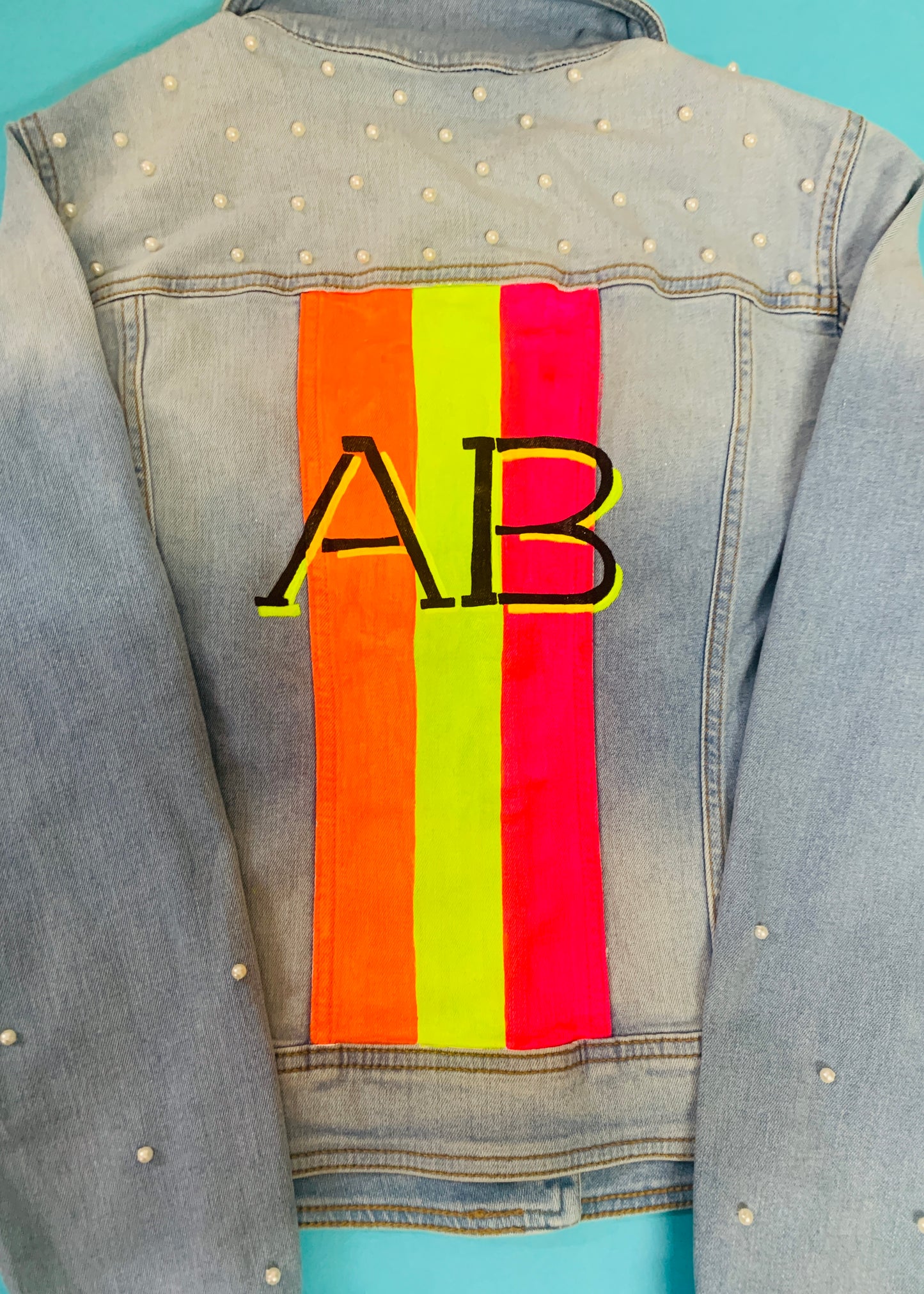 Funky N Trendy hand painted black Name initials jacket for women