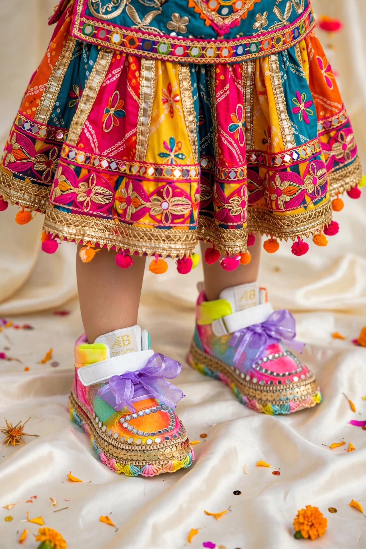 Funky N Trendy ombre effect sneakers with mirror detailing/kids sneakers/ colorful shoes / kids shoes/ ombre sneakers / multi colored shoes for kids/yellow orange sneakers for kids
