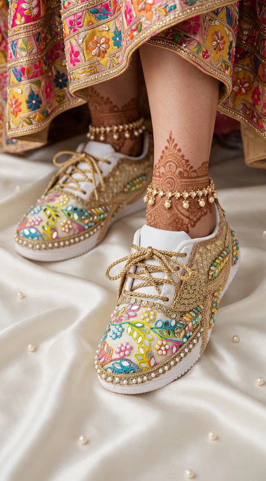 FUNKY N TRENDY multi colored theme hand work sneakers for brides / bridesmaids/ boho sneakers / bohemian sneakers / boho shoes/ multi colored sneakers