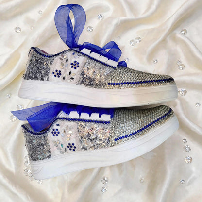 Dance the Night Away – Royal Blue Sangeet & After Party Bridal Sneakers