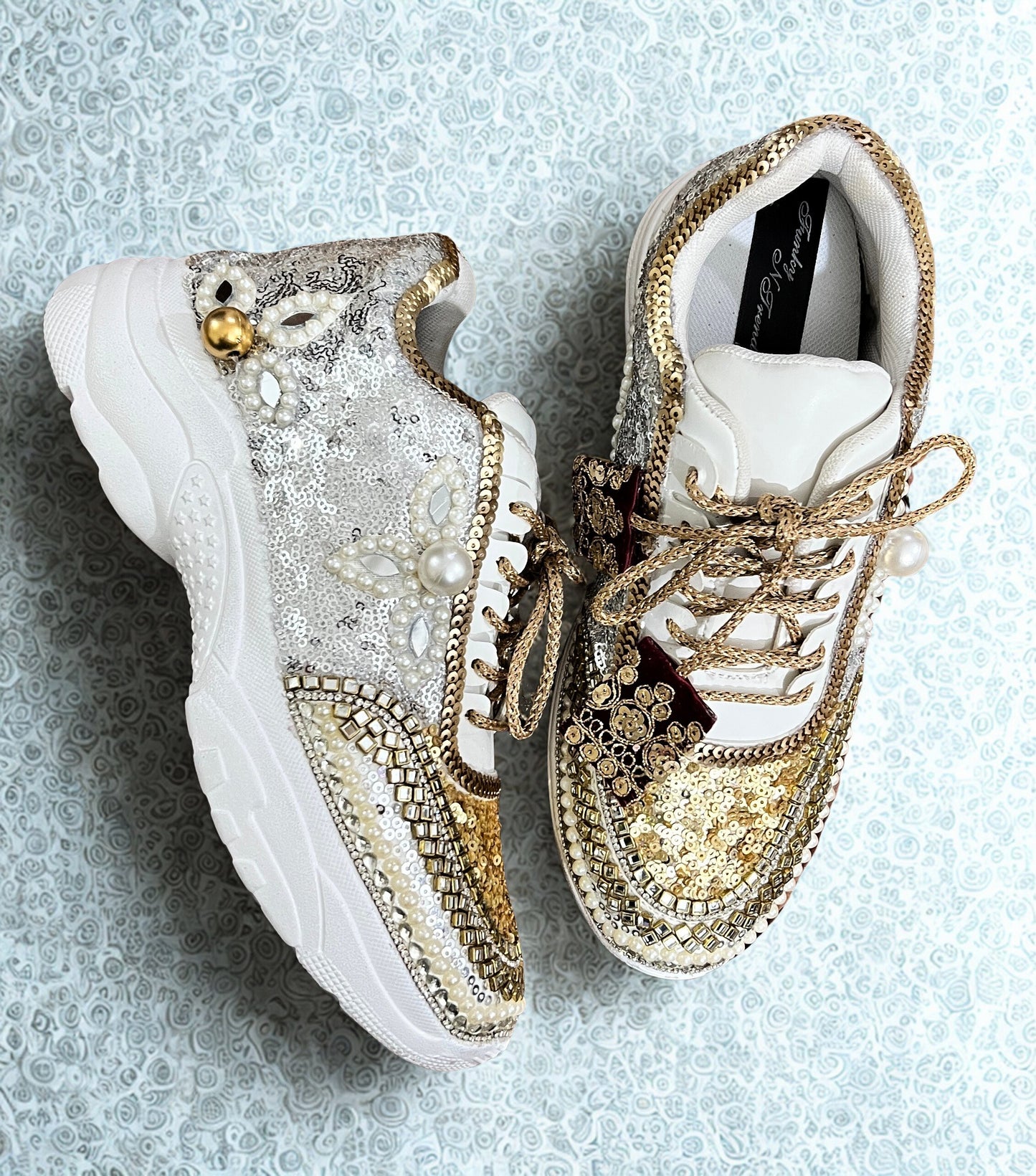 FUNKY N TRENDY dual tone bridal sneakers / Silver sneakers / gold sneakers