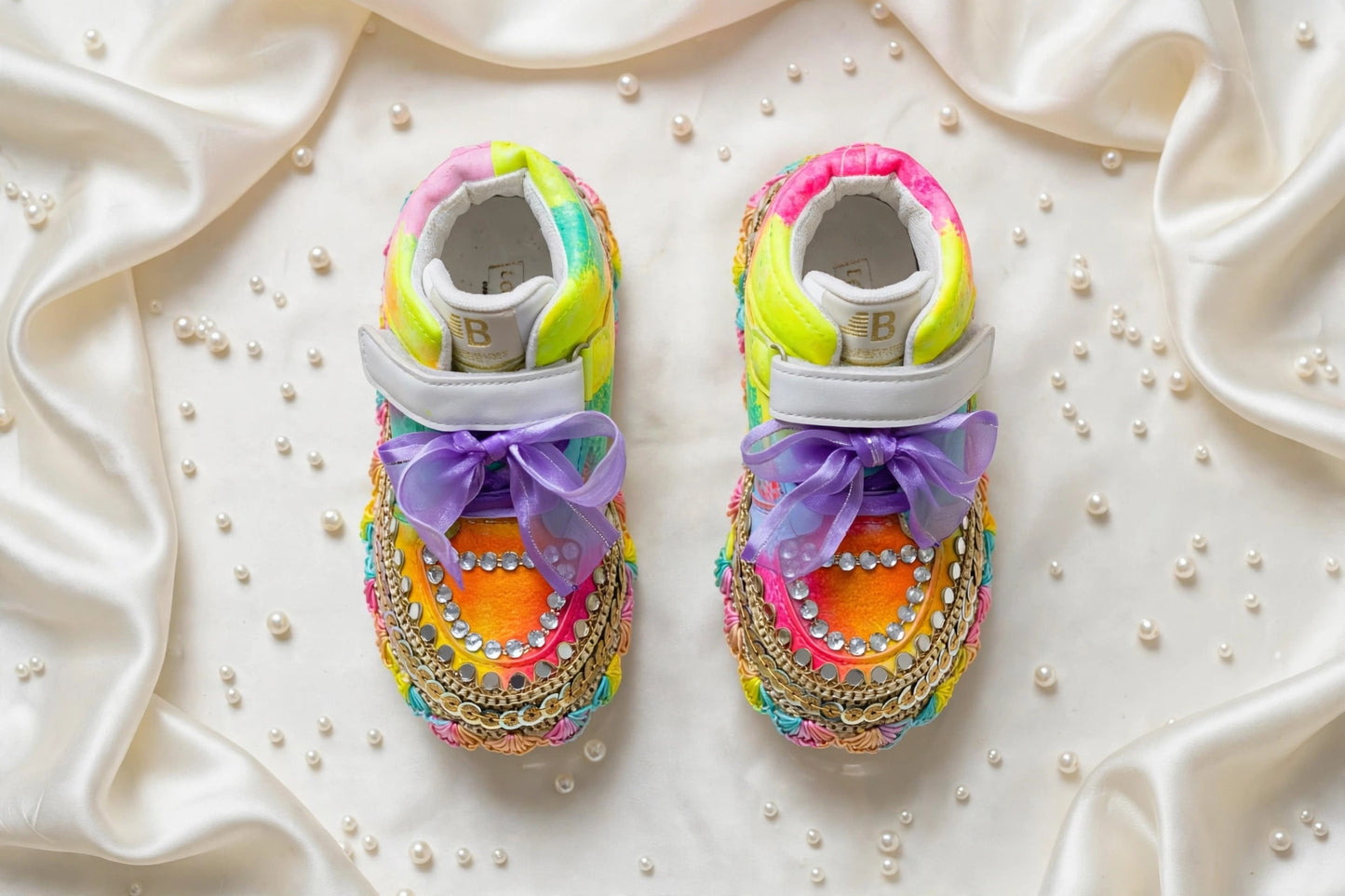 Funky N Trendy ombre effect sneakers with mirror detailing/kids sneakers/ colorful shoes / kids shoes/ ombre sneakers / multi colored shoes for kids/yellow orange sneakers for kids