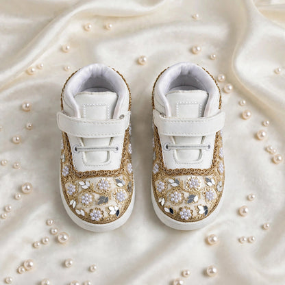 Sitara Noor – Pearl & Mirror Wedding Sneakers for Baby Girls & Flower Girls / Lahenga sneakers