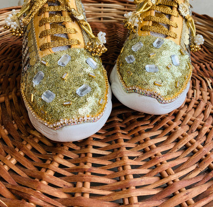 FUNKY N TRENDY gold mirror sneakers with for brides /bridesmaids / sneakers for bridesmaids/ handcrafted sneakers/ mirror sneakers / bridal sneakers / bridesmaid sneakers/ gold sneakers / mirror shoes