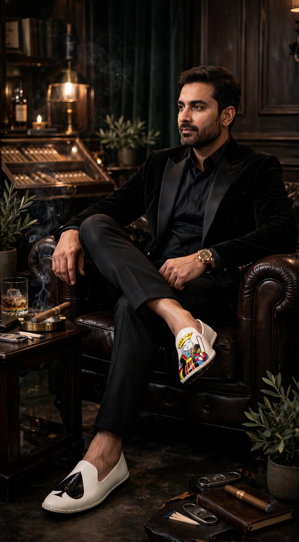 King of Spades - Hand-Painted Groom Loafers | White Edition