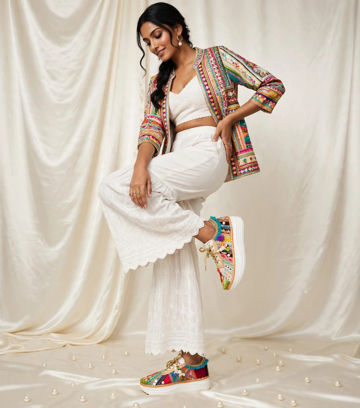 Rang Raas - Boho Banjara Embroidered Platform Sneakers | Best for Haldi, Mehendi, Garba & Navratri