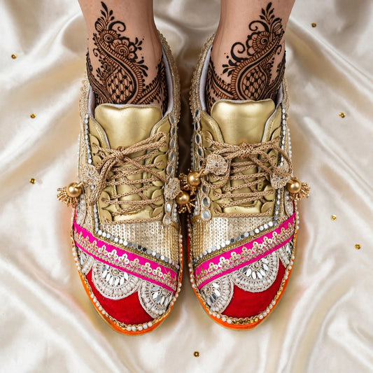 FUNKY N TRENDY multi theme hand work sneakers for brides / bridesmaids/ boho sneakers / multi color sneakers /red sneakers /pink sneakers/orange sneakers