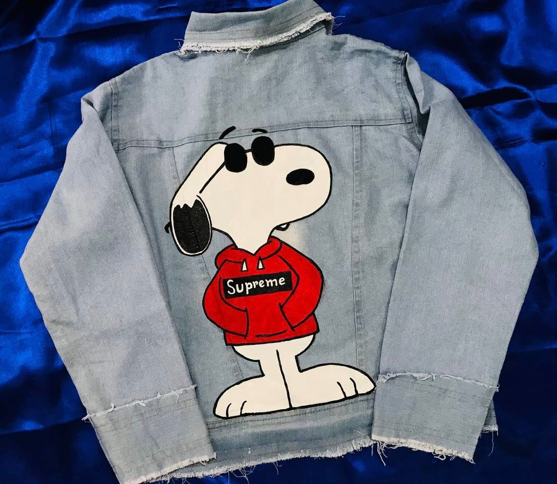 Funky N Trendy hand painted snoopy theme denim jacket for women/men