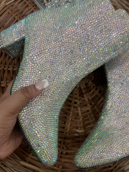 FUNKY N TRENDY Hand crystalized rhinestone boots for brides / bridesmaids/ silver boots / boots / rhinestone boots