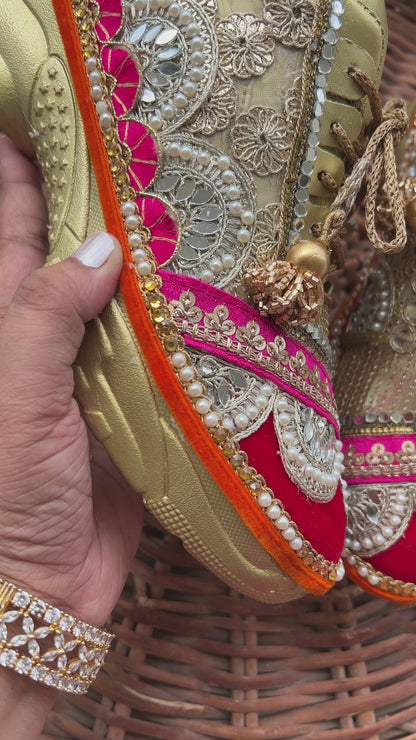 FUNKY N TRENDY multi theme hand work sneakers for brides / bridesmaids/ boho sneakers / multi color sneakers /red sneakers /pink sneakers/orange sneakers