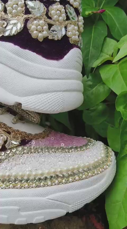 “Flower blossom Mauve Bridal Sneakers – Floral Embroidery” / Purple sneakers /lavender sneakers/lilac sneakers