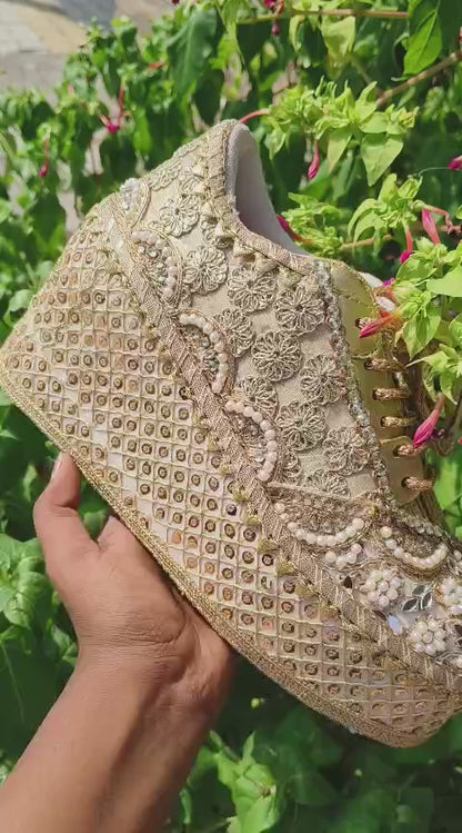 FUNKY N TRENDY Gold bridal sneakers - wedge sneakers heeled sneakers/ golden sneakers