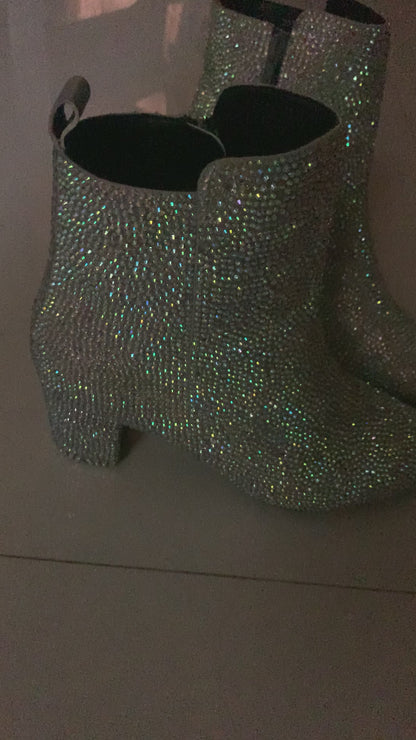 FUNKY N TRENDY Hand crystalized rhinestone boots for brides / bridesmaids/ silver boots / boots / rhinestone boots